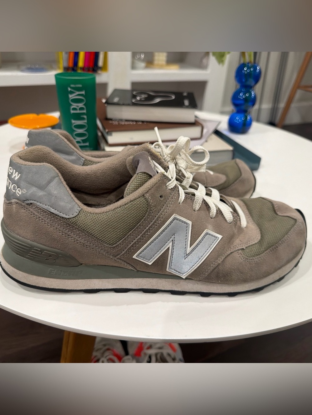 New Balance Men’s Sneaker in Taupe and Olive Green